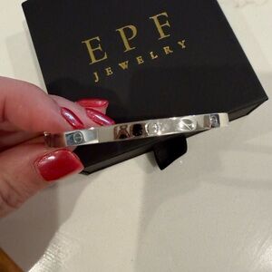 EP Fine Jewelry thin devotion bangle in 10K white gold size 16 cm